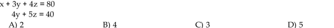 For the following systems of equations in echelon form, tell how many solutions there are in nonnegative integers.