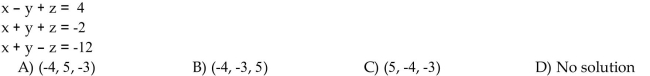Use the Gauss-Jordan method to solve the system of equations.