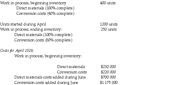 Answer the following questions using the information below: The Townsend Tractor Company manufactures small garden tractors on a highly automated assembly line.Its costing system uses two cost categories,direct materials and conversion costs.Each tractor must pass through the Assembly Department and the Testing Department.Direct materials are added at the beginning of the production process. Conversion costs are allocated evenly throughout production.Townsend Tractor uses weighted-average costing. Data for the Assembly Department for April 2018 are:    -What is the conversion cost per equivalent unit in April? A) $1250.00 B) $900.00 C) $581.25 D) $575.00