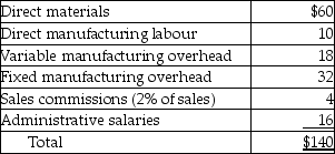 Answer the following question(s) using the information below.The Singer Company manufactures several different products.Unit costs associated with Product ICT101 are as follows:    -What are the inventoriable costs per unit associated with Product ICT101? A) $120 B) $140 C) $50 D) $88 E) $70