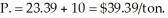 The price at the end of 2009 will be determined from equation (1). time(t) Net Price beginning 0 30 - 10 = 20 end of 2005 1 P<sub>1</sub> - 10 = 21.600 end of 2006 2 P<sub>2</sub> - 10 = 23.328 end of 2007 3 P<sub>3</sub> - 10 = 25.194 end of 2008 4 P<sub>4</sub> - 10 = 27.210 end of 2009 5 P<sub>5</sub>- 10 = 29.390 Thus, the end of 2009 price is   The user cost is the difference between the selling price of 39.39 and the marginal cost of extraction of 10.000 or 29.39/ton. This user price is higher in 2009 than in 2005 reflecting the fact that more of the resource has been extracted by 2009 than by 2005, and the value of each remaining unit has risen. At the price of $39.39 per ton, the quantity extracted in 2009 is: Q = 1,000,000 - 25,000(39.39) = 15,250 tons/year The market rate of interest on money is the same rate as the rate at which   increases each year. In this problem,   therefore,   per year.