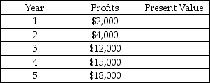 Nancy is considering forming a 5 year business partnership with Claudia. Nancy believes her portion of the partnership will generate the following profits:    Nancy's appropriate discount rate is 6%. To join the partnership, Nancy needs to invest $30,000. Does the partnership offer a rate of return in excess of 6%?