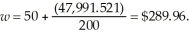 To determine Edna's optimal level of employment given she is a monopsonist, we need to set:   Since Edna is a monopolist in the sale of engineering services,   This information allows us to determine Edna's optimal employment of labor as:   We now use the information from labor supply to determine the wage rate Edna will pay. This wage rate is:   The marginal revenue of the product of labor at the optimal level of employment is:   If Edna acted as a wage taker in hiring labor, she would set:   In this case, Edna would employ   At this level of employment, the wage rate is:   The marginal revenue of the product of labor at this employment level is $289.98.