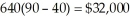 a.The firm sells Q1 = 1000 - 4(100) = 600 tires at the high price (P1 = 100), and the firm's profit from the first block is 600(100 - 40) = $36,000. The demand curve may be stated in price-dependent form as P = 250 - 0.25Q, and the consumer surplus under the first block is   At the lower price, Q2 = 1000 - 4(75) = 700 (i.e., the typical Tire Shed sells 100 tires per month under the second block), the firm's profit under this block is   and the total profit is $39,500 per month. The consumer surplus under the second block is CS2 = 100(100 - 75)/2 = $1,250, and the aggregate consumer surplus is $46,250 per month.b.Under the uniform pricing scheme with P = $90, the quantity demanded is   tires per month, and the firm's profit is   per month. The consumer surplus under the uniform pricing scheme is   per month. As expected, the firm profits are higher and the consumer surplus is lower under the block pricing scheme.