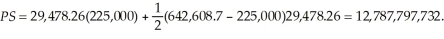 First we must determine the market equilibrium quantity and price with the tariff. To do this, we set quantity demanded equal to quantity supplied and solve for the price consumers pay.   At a price of $31,478.26, the quantity imported will be: 642,608.7. Producer surplus is   If no tariff is implemented, but importers restrict quantity to 642,608.7 units, consumers will pay $31,478.26 per unit. Now importers receive the full amount of the price consumers pay as there is no tariff. This means that with a voluntary quota, producer surplus must be higher than with a tariff. This is shown as follows. New producer surplus with the voluntary quota is:  