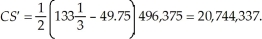 First we must determine the market equilibrium quantity and price. To do this, we set quantity demanded equal to quantity supplied and solve for equilibrium price consumers pay with the tax. Q<sub>D</sub> = 800,000 - 6,000 P<sub>b</sub> = Qs = 14,500(P<sub>b</sub> - 2.46) - 225,000 P<sub>b</sub> = 51.74 The quantity exchanged will be: 489,560. The choke price (lowest price such that no units are transacted) is 133.33. Consumer surplus is   Producer surplus is   Government tax receipts are $1,204,317.60. Consumer and producer surplus with the tax is 28,235,373.   With an income tax, we need to determine the new equilibrium price and quantity.   At a price of $49.75, the quantity exchanged will be: 496,375. The choke price (lowest price such that no units are transacted) is $133   . The highest price such that no meals will be produced is $15.52. Consumer surplus is   Producer surplus is   The sum of consumer and producer surplus with the income tax is $29,239,795.10. Since consumer and producer surplus is higher for the income tax, the income tax does the least harm to societal welfare than the per unit tax.