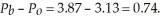 First we must determine the market equilibrium quantity and price. To do this, we set quantity demanded equal to quantity supplied and solve for equilibrium price.Q<sub>D</sub> = 10 - 0.04P = Q<sub>S</sub> = 3.8P - 2 Therefore P = 3.13, and at this price the quantity exchanged will be 9.87. The point elasticity of supply is   The producer surplus is: PS = 0.5(9.87)(3.13 - 0.53) = 12.83 If the market is taxed $0.75 per unit, the equilibrium price consumers pay is: Q<sub>D</sub> = 10 - 0.04 P<sub>b</sub> = Q<sub>S</sub> = 3.8(P<sub>b</sub> - 0.75) - 2 Therefore   and the quantity exchanged is 9.85. The new level of producer surplus is:   The change in producer surplus associated with the tax is -0.07. The tax generates tax revenues of $7.39. Producers bear   Consumers bear   Producers bear 1.33 % of the tax.