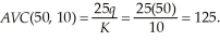 The profit maximizing output level is where the market price equals marginal cost (providing the price exceeds the average variable cost). To determine the optimal output level, we need to first equate marginal cost to the market price. That is,   The average variable cost at this output level is:   Since   Spacely will maximize profits at 50 units. Spacely's profits are:  