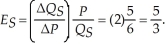 To determine each firm's individual supply, we need to solve for q when marginal cost is set equal to the market price.   We can then add each firm's individual supply together at each price to determine the market supply. This is done in the following table:    The market supply is the sum of all the firms' quantity supplied at each price. As the table indicates, the market supply is:   At a price of $5, the quantity supplied is 6. So, the point elasticity of supply at $5 is:  