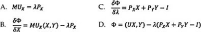   Figure 4.7.1 -Refer to Figure 4.7.1 above. Which of the expressions in the figure is the Lagrangian? A)  A B)  B C)  C D)  D