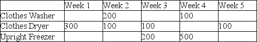 The following table is an example of a(n)    A) aggregate plan. B) load report. C) master production schedule. D) capacity plan. E) inventory record.