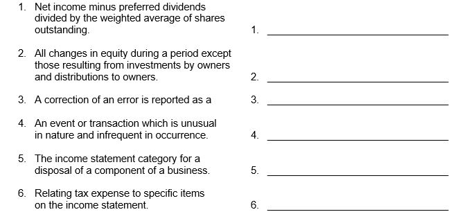 Terminology.In the space provided, write the word or phrase that is defined or indicated.  