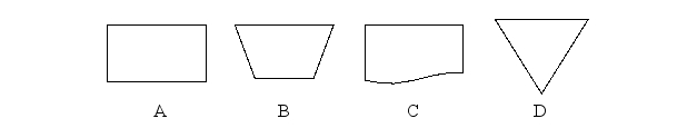 The symbol for a manually performed process in a flowchart is:   A) A B) B C) C D) D