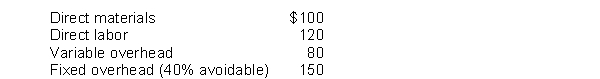 Notson, Inc. produces several models of clocks. An outside supplier has offered to produce the commercial clocks for Notson for $420 each. Notson needs 1,200 clocks annually. Notson has provided the following unit costs for its commercial clocks:    Instructions Prepare an incremental analysis which shows the effect of the make-or-buy decision.