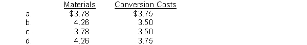 Holton Company has the following equivalent units for July: materials 10,000 and conversion 9,000. Production cost data are:   The unit production costs for July are:  