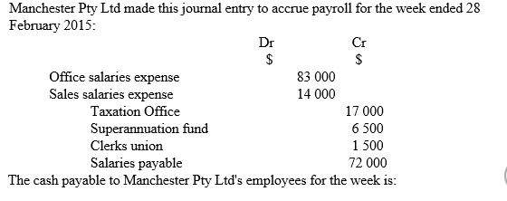   A)  $72 000. B)  $78 500. C)  $95 500. D)  $97 000. 