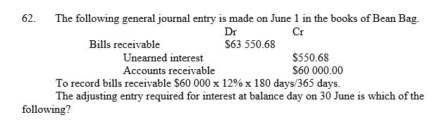   A)  Debit unearned interest $591.78; credit interest revenue $591.78 B)  Debit interest revenue $591.78; credit unearned interest $591.78 C)  Debit unearned interest $591.78; credit bills receivable $591.78 D)  Debit bank $591.78; credit interest revenue $591.78 