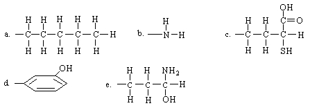 Which of the groups below is capable of only hydrophobic interactions? Explain your answer.Which is capable of only hydrophilic interactions? Explain your answer.  