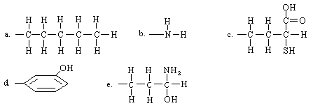 Which of the groups below is capable of only hydrophobic interactions? Explain your answer.Which is capable of only hydrophilic interactions? Explain your answer.   