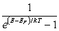 For a metal at absolute temperature T, with Fermi energy E<sub>F</sub>, the occupancy probability is given by: A)    B)    C)    D)    E)   