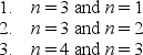 A particle is trapped in a one-dimensional well with infinite potential energy at the walls. Three possible pairs of energy levels are   Order these pairs according to the difference in energy. least to greatest. A)  1, 2, 3 B)  3, 2, 1 C)  2, 3, 1 D)  1, 3, 2 E)  3, 1, 2