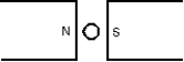 <strong>The diagram shows a straight wire carrying a flow of electrons into the page. The wire is between the poles of a permanent magnet. The direction of the magnetic force exerted on the wire is: </strong> A) \uparrow B) \downarrow C) \rightarrow D) \leftarrow E) into the page