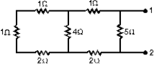  The equivalent resistance between points 1 and 2 of the circuit shown is:   A)  3   \Omega  B)  4   \Omega  C)  5   \Omega  D)  6   \Omega  E)  7   \Omega
