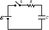  Four circuits have the form shown in the diagram. The capacitor is initially uncharged and the switch S is open.   The values of the emf  \varepsilon , resistance and R, and capacitance C for each for the circuits are   Rank the circuits according to the current just after switch S is closed least to greatest. A)  1, 2, 3, 4 B)  4, 3, 2, 1 C)  4, 2, 3, 1 D)  4, 2, 1, 3 E)  3, 1, 2, 4 