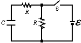  In the circuit shown, both resistors have the same value R. Suppose switch S is initially closed. When it is then opened, the circuit has a time constant    \tau  <sub>a</sub> Conversely, suppose S is initially open. When it is then closed, the circuit has a time constant    \tau  <sub>b</sub> The ratio    \tau  <sub>a</sub>/   \tau  <sub>b</sub> is:   A)  1 B)  2 C)  0.5 D)  0.667 E)  1.5 