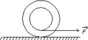 A yo-yo, arranged as shown, rests on a frictionless surface. When a force   is applied to the string as shown, the yo-yo:   A)  moves to the left and rotates counterclockwise B)  moves to the right and rotates counterclockwise C)  moves to the left and rotates clockwise D)  moves to the right and rotates clockwise E)  moves to the right and does not rotate