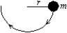 A small object of mass m, on the end of a light cord, is held horizontally at a distance r from a fixed support as shown. The object is then released. What is the in the cord when the object is at the lowest point of its swing?   A)  mg/2 B)  mg C)  2 mg D)  3 mg E)  mgr