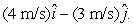 At time t = 0 a 2-kg particle has a velocity in m/s of   At t = 3 s its velocity is   During this time the work done on it was: A)  4 J B)  -4 J C)  -12 J D)  -40 J E)   