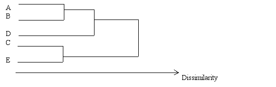 In quick clustering, the first step is to identify the highest entry in each column of a matrix of inter-band inter-product, etc.) correlations. 38.Consider the following data:   The following is an accurate graphical representation of the data shown above:  
