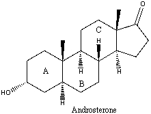 In androsterone the A-B ring fusion is ______and the B-C ring fusion is ______.   A)  cis, trans B)  cis, cis C)  trans, cis D)  trans, trans E)  none of these