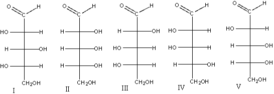 Predict the product(s)  for the following Wohl degradation.     A)  I B)  II C)  III D)  IV E)  V
