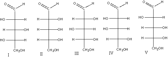 Predict the product(s)  for the following Wohl degradation.     A)  I B)  II C)  III D)  IV E)  V