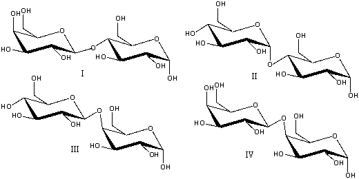 Which one of the following is a correct structure for maltose?   A)  I B)  II C)  III D)  IV E)  none of these