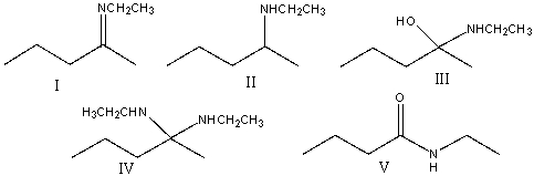 Predict the product(s)  for the following reaction.     A)  I B)  II C)  III D)  IV E)  V