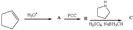 Provide the structures of the products in the following reaction sequence.  