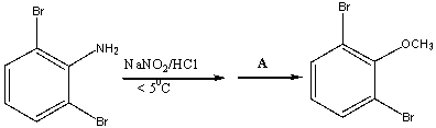 Provide the reagent A, necessary to carry out the following conversion.   A)  H<sub>3</sub>PO<sub>2</sub> B)  HCN C)  H<sub>2</sub>O D)  CH<sub>3</sub>OH, heat E)  NaOCH<sub>3</sub>