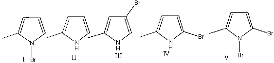 Predict the major product for the following reaction.     A)  I B)  II C)  III D)  IV E)  V