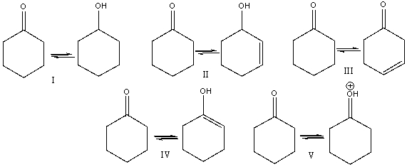 Which of the following is (are)  a keto-enol tautomeric pair(s) ?   A)  I B)  II C)  III D)  IV E)  V