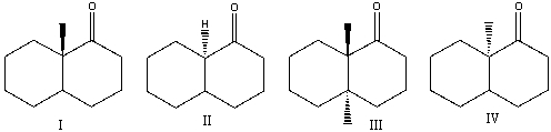  Which one of the following compounds would undergo racemization at the  \alpha -stereocenter in presence of a base?   A)  I B)  II C)  III D)  IV E)  none of these 