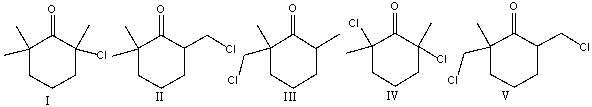 Predict the major product for the following reaction.     A)  I B)  II C)  III D)  IV E)  V