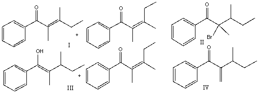 Predict the major product for the following reaction.     A)  I B)  II C)  III D)  IV E)  none of these