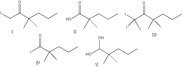 Predict the major product for the following reaction.     A)  I B)  II C)  III D)  IV E)  V