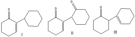  Predict the product when cyclohexanone reacts with aqueous sodium hydroxide at 100 <sup>  \degree </sup> C.     A)  I B)  II C)  III D)  IV E)  none of these 