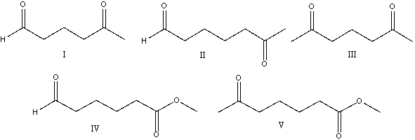 Provide the reactant(s)  that would give the following aldol condensation product.     A)  I B)  II C)  III D)  IV E)  V