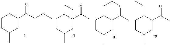 Predict the product(s)  for the following reaction.     A) I B) II C) III D) IV E)  none of these