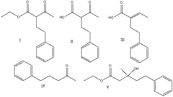 Predict the product for the following reaction sequence.     A)  I B)  II C)  III D)  IV E)  V